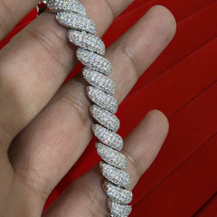 Moissanite Iced Twisted Bracelet 9.6mm 8"
