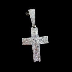Iced Out Moissanite Cross Pendant 925 Sterling Silver, VVS1 D Color Moissanite Cross Necklace, Hip Hop Cross Pendant for Men, GRA Certified Religious Jewelry