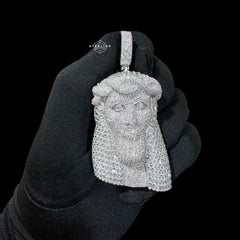 Large Moissanite Baguette Jesus Pendant