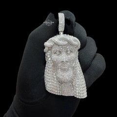 Large Moissanite Baguette Jesus Pendant