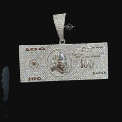 Moissanite 100 Dollar Bill Pendant