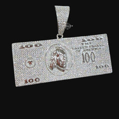Moissanite 100 Dollar Bill Pendant