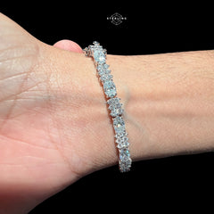 Moissanite Marquise Tennis Bracelet, 925 Sterling Silver Flower Cluster Bracelet