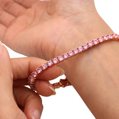Pink Ice Tennis Bracelet - Rose Gold Tone Luxe Shine - 7"