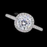 2.8 CTW Round Halo Moissanite Engagement Ring 925 Sterling Silver