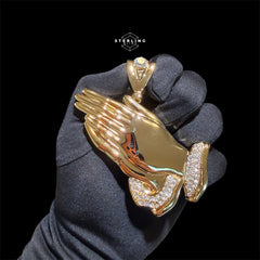 XL Gold Prayer Hands Pendant