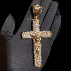 XL Gold Cross Crucifix Pendant