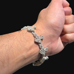 Moissanite Cross Infinity Bracelet 18mm 8"