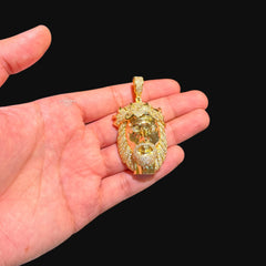 Gold Jesus Pendant Iced Out 14k Gold Plated
