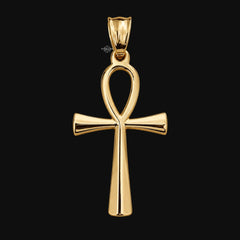 Gold Ankh Cross Pendant Necklace, Stainless Steel