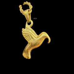 Gold Dove Pendant Necklace, Stainless Steel Necklace for Men Women, Bird Charm Pendant, 14K Gold Bonded Waterproof Necklace, Gift for Him Her