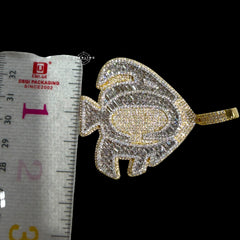 Gold Iced Out Spade Pendant, 14K Gold Plated Baguette CZ Diamond Playing Card Charm, Mens Hip Hop Jewelry Necklace
