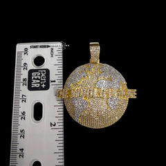14K Gold Plated Iced Out The World Is Mine Pendant | CZ World Map Globe Hip Hop Necklace
