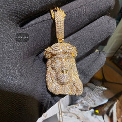 Gold Iced Out Jesus Pendant