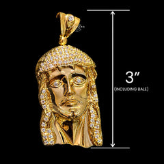 Big Gold Iced Out Jesus Pendant 14k Gold Plated Diamond-Cut