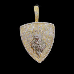Gold KING Lion Shield Pendant