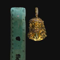 Gold Jesus Iced Crown Pendant