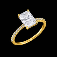 2.5 CTW Radiant Cut Moissanite Engagement Ring 14k Gold over 925 Sterling Silver