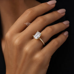 2.5 CTW Radiant Cut Moissanite Engagement Ring 14k Gold over 925 Sterling Silver