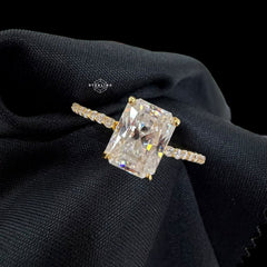 2.5 CTW Radiant Cut Moissanite Engagement Ring 14k Gold over 925 Sterling Silver