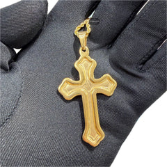 Gold Nugget Cross Pendant Necklace, Stainless Steel Necklace for Men, Religious Christian Pendant, 14K Gold Bonded Waterproof Necklace, Gift for Him