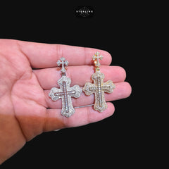 14k Gold Plated Iced Out Cross Pendant