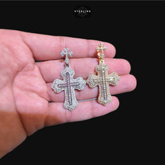 14k Gold Plated Iced Out Cross Pendant