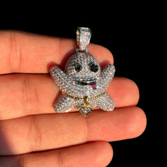 Iced Out Ghost Emoji Pendant