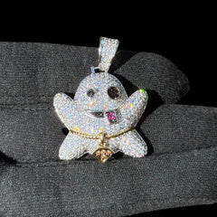 Iced Out Ghost Emoji Pendant