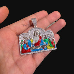 Iced Out Last Supper Enamel Pendant