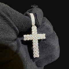 Moissanite Tennis Cross Iced Out Sides Pendant