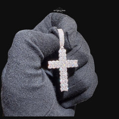 Moissanite Tennis Cross Iced Out Sides Pendant