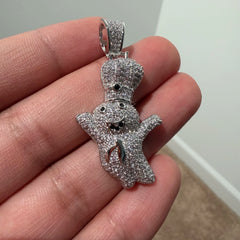 Iced Out Chef Character Pendant, Solid 925 Sterling Silver VVS Simulated CZ Diamond Necklace, Hip Hop Jewelry, 22 Inch Rope Chain