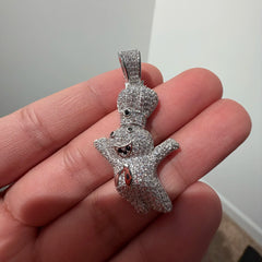 Iced Out Chef Character Pendant, Solid 925 Sterling Silver VVS Simulated CZ Diamond Necklace, Hip Hop Jewelry, 22 Inch Rope Chain