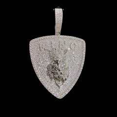Silver King Lion Shield Pendant