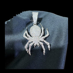 Silver Iced Out Spider Pendant, CZ Diamond Spider Necklace for Men, Hip Hop Animal Charm
