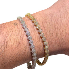 5mm Flower Honeycomb 14k Gold Finish Bracelet