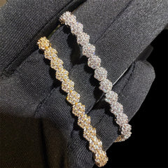 5mm Flower Honeycomb 14k Gold Finish Bracelet