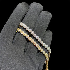 5mm Flower Honeycomb 14k Gold Finish Bracelet
