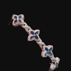 Moissanite Blue Star Infinity Bracelet 17mm 8"