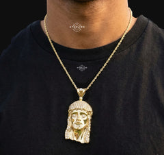 Big Gold Iced Out Jesus Pendant 14k Gold Plated Diamond-Cut