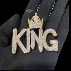 Large Gold Iced Out King Pendant