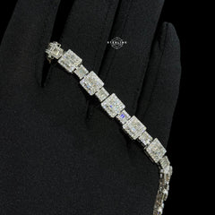 Moissanite Square Baguette Bracelet 8mm 8"