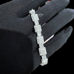 Moissanite Square Baguette Bracelet 8mm 8"