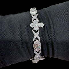 Moissanite Marquis Eye Cross Infinity Bracelet - 8.5"
