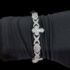 Moissanite Marquis Eye Cross Infinity Bracelet - 8.5"