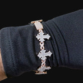 Moissanite Rose Two Tone Cross Infinity Bracelet 18mm 8"