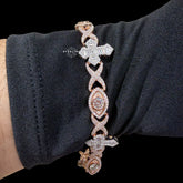Moissanite Evil Eye Cross Infinity Bracelet - Rose Gold - 8.5"