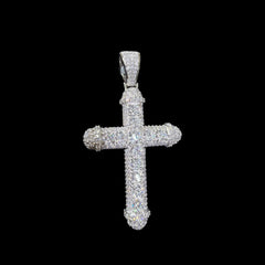 Moissanite Iced Out Cross Pendant, 925 Silver Hip Hop Cross Necklace