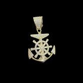 Moissanite Gold Tone Anchor Pendant